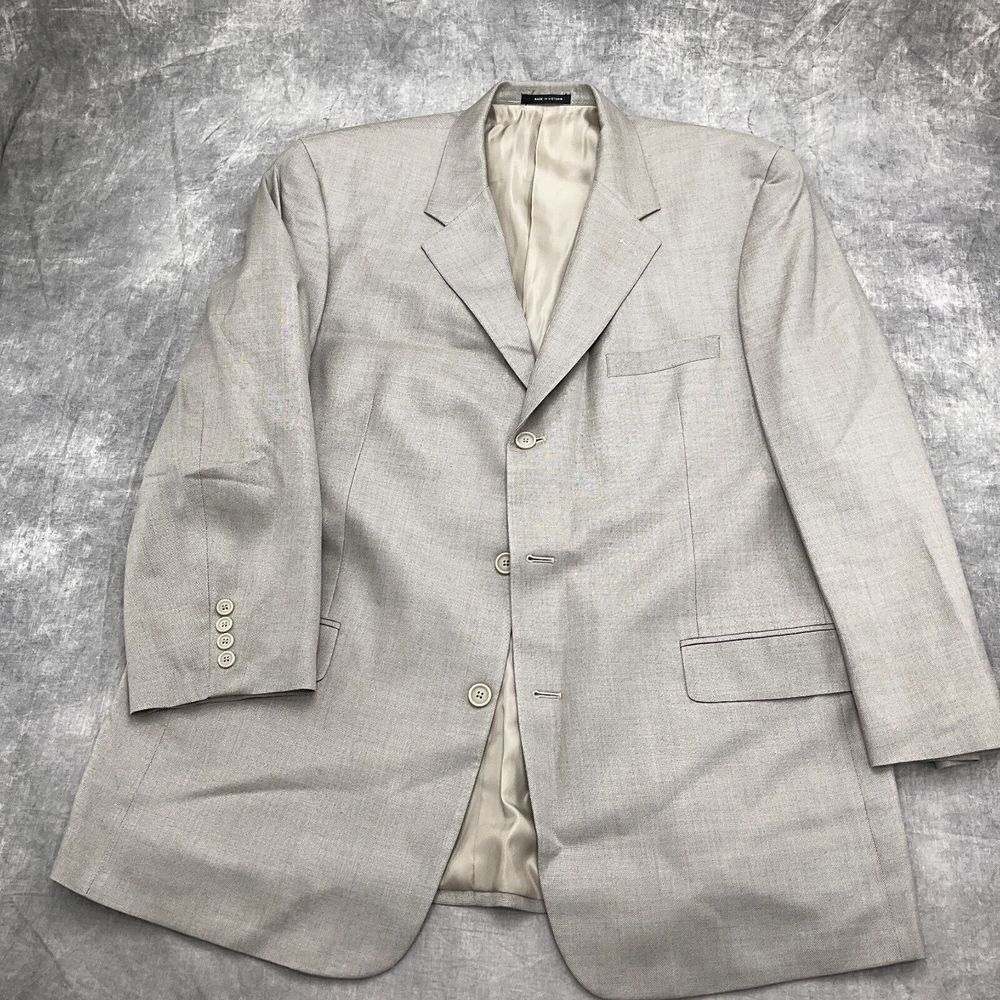Alfani Blazer Men 46L Taupe Silk Wool Classic Career Sport Coat Jacket VTG Macys